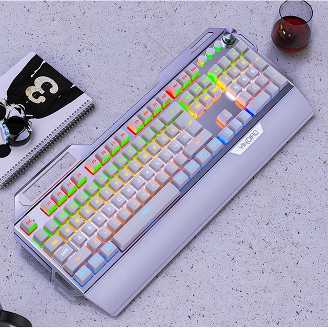 Fashion Wired Dual-mode True Mechanical Gaming Keyboard 108 Keys Metal Panel Wired Keyboard USB Receiver Support Backlight 6