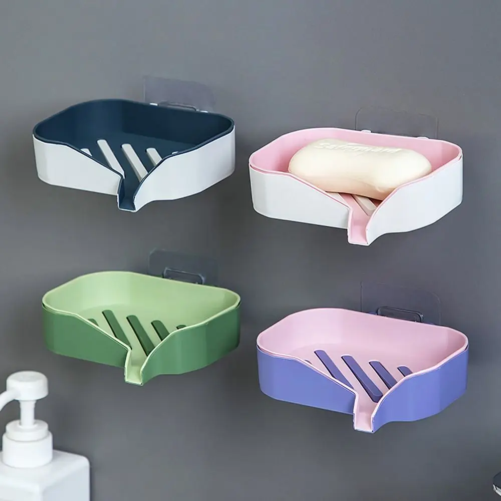 

Wall-Mounted Soap Dish Bathroom Accessories Plastic Punch-Free Drain Rack Non-slip Double-Layer Soap Holder Kitchen