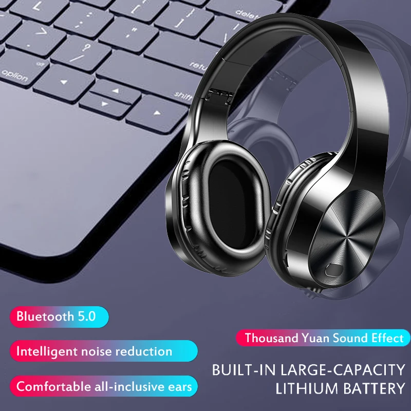 Wireless Headphones T5 HiFi Active Noise Cancelling 5.0 Earphones Bluetooth Over Ear Headset with Microphone for Phones & Music  - buy with discount