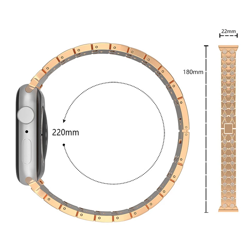 Stainless Steel Strap For Apple Watch band 7 45mm 41mm 44mm 40mm 42mm woman Diamond Metal watchband Bracelet iwatch 4 5 6 SE 7
