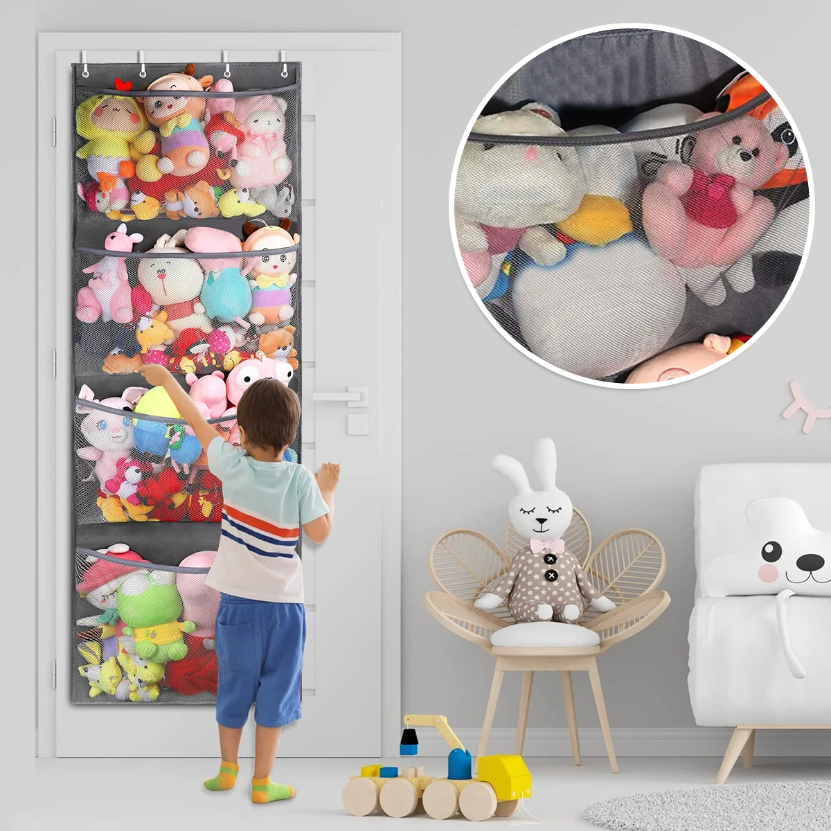 

Kids Animals Door For Plush New Large Toys Organizer Pockets Baby Storage Bags Mesh The Storage Over Stuff Stuffed Hanging Bag 4