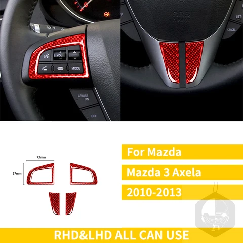 Наклейки для салона Mazda 3 Axela 2010-2013, красные, углеродное волокно