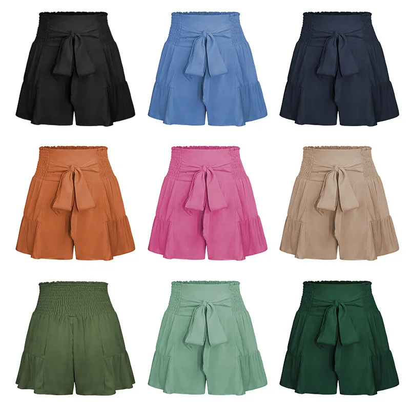 Summer Loose Ruffles Wide-leg Shorts Fashion Women's Drape All-match Casual Skirt Pants Solid Shorts Pants Women 2023 New