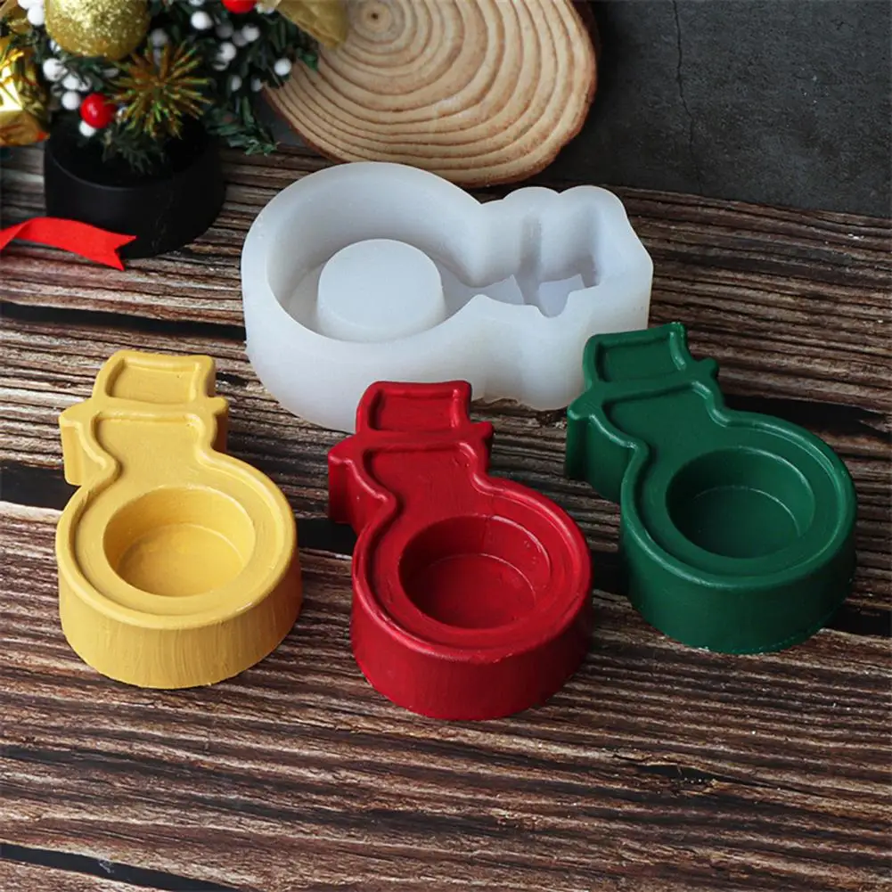 Mold Exquisite Christmas Candlestick Molds Snowman  Elk Shaped Silicone Crafts For Diy Festive