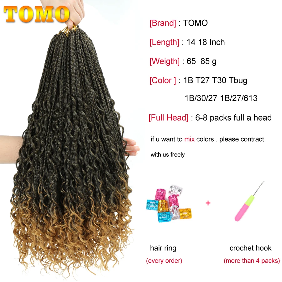 Вязаные косы TOMO Boho Box 14 18 дюймов богини Синтетические Искусственные волосы для