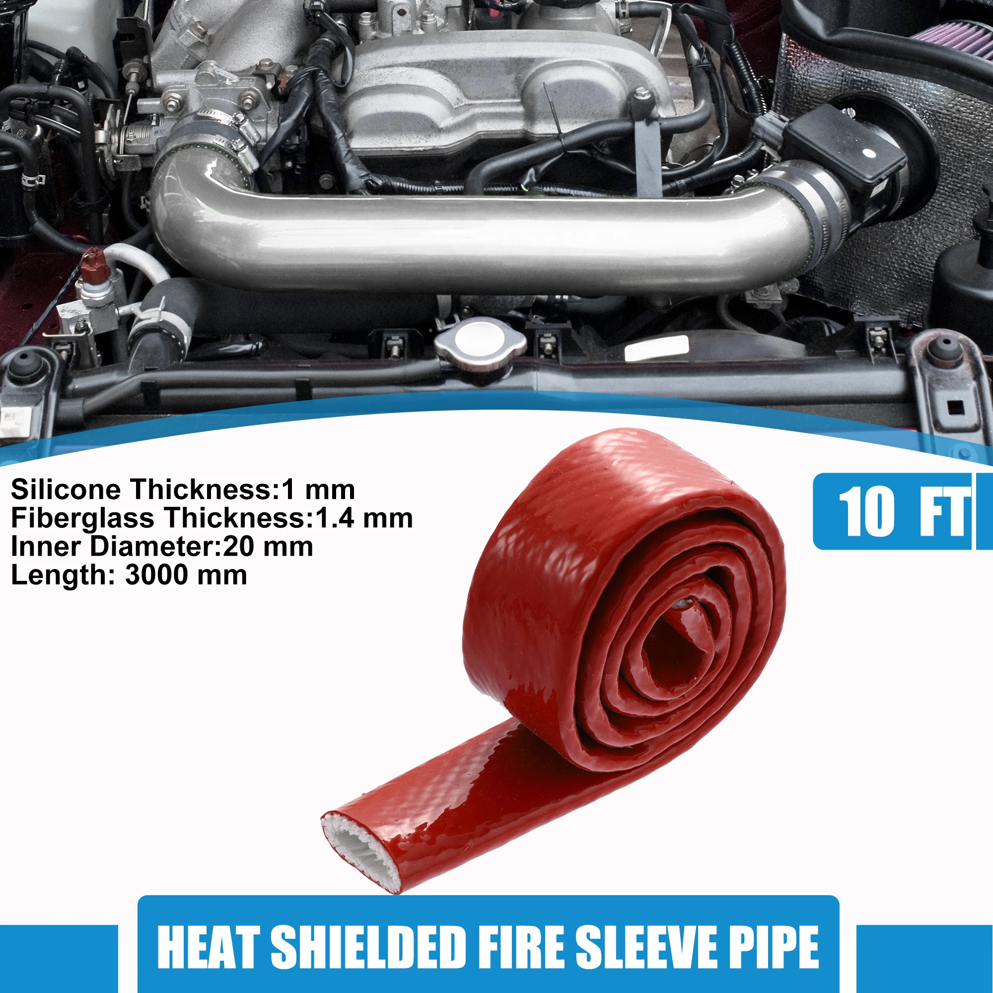 

Uxcell 8-25mm Car Heat Shielded Fire Sleeve Silicone Coated Fiberglass Tape High Temperature Oil Resistant Insulated Pipe