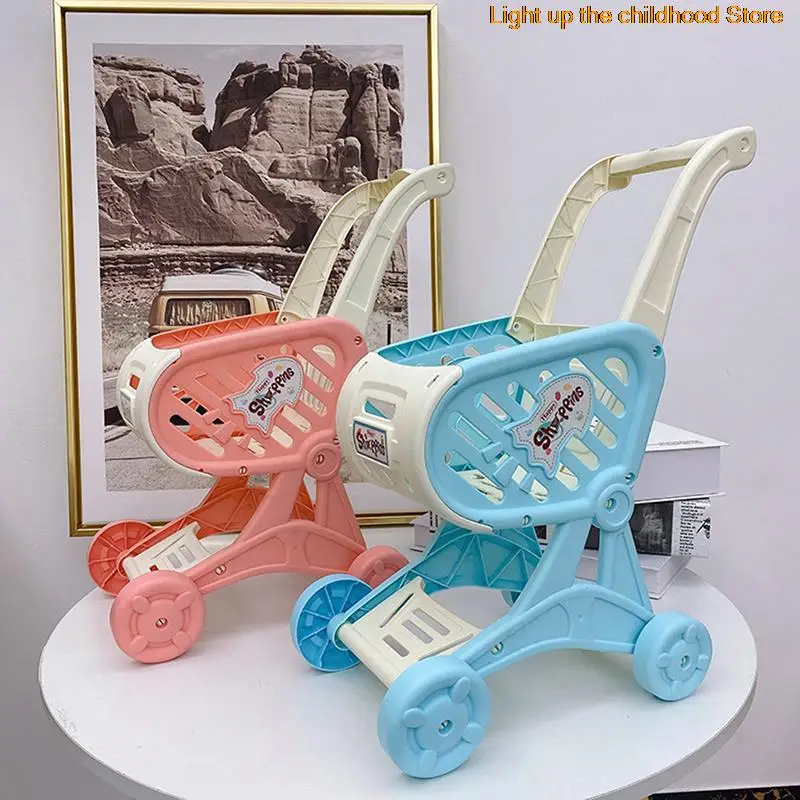

1PC Supermarket Shopping Cart Toys Girls Simulation Trolley Push Car Pretend Play Doll House Shopping Toy Accessories New