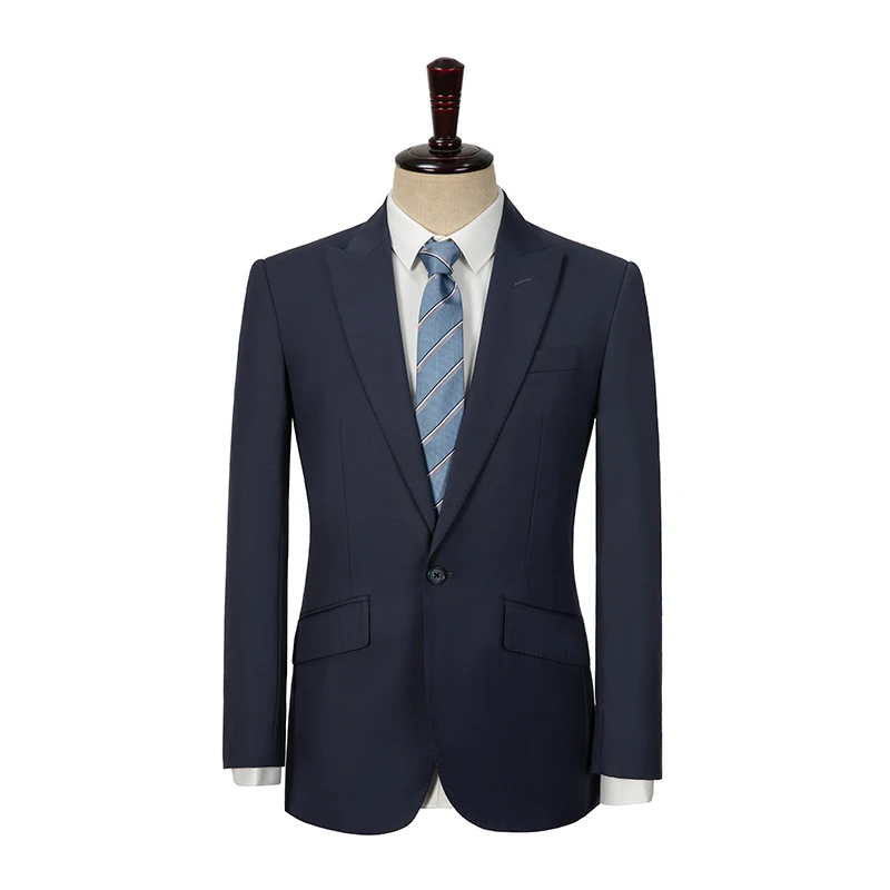 

Индивидуальный пошив, мужской высококачественный темно-синий шерстяной костюм, пиковый отворот, одна пуговица, свадебный костюм, деловой костюм