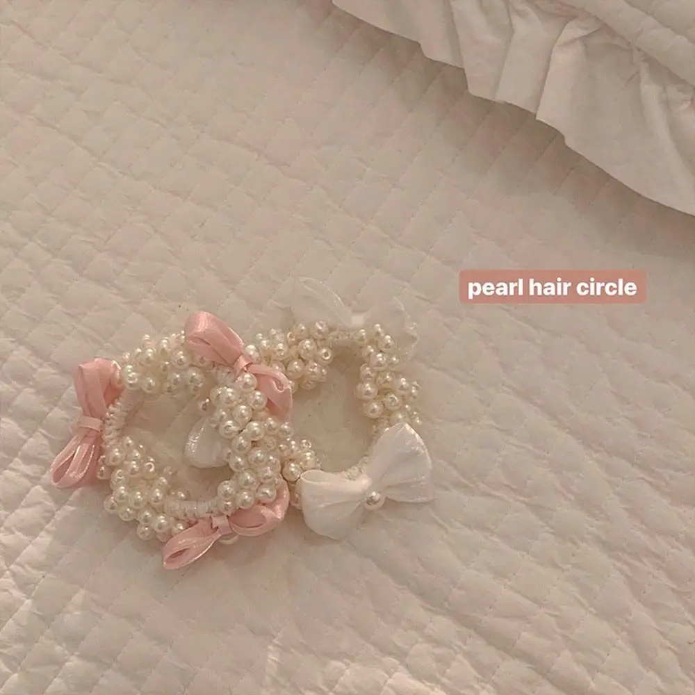 

Милые аксессуары для волос, завязка-бабочка, резинка для хвоста в Корейском стиле, Женская повязка для волос с жемчугом, повязка на голову