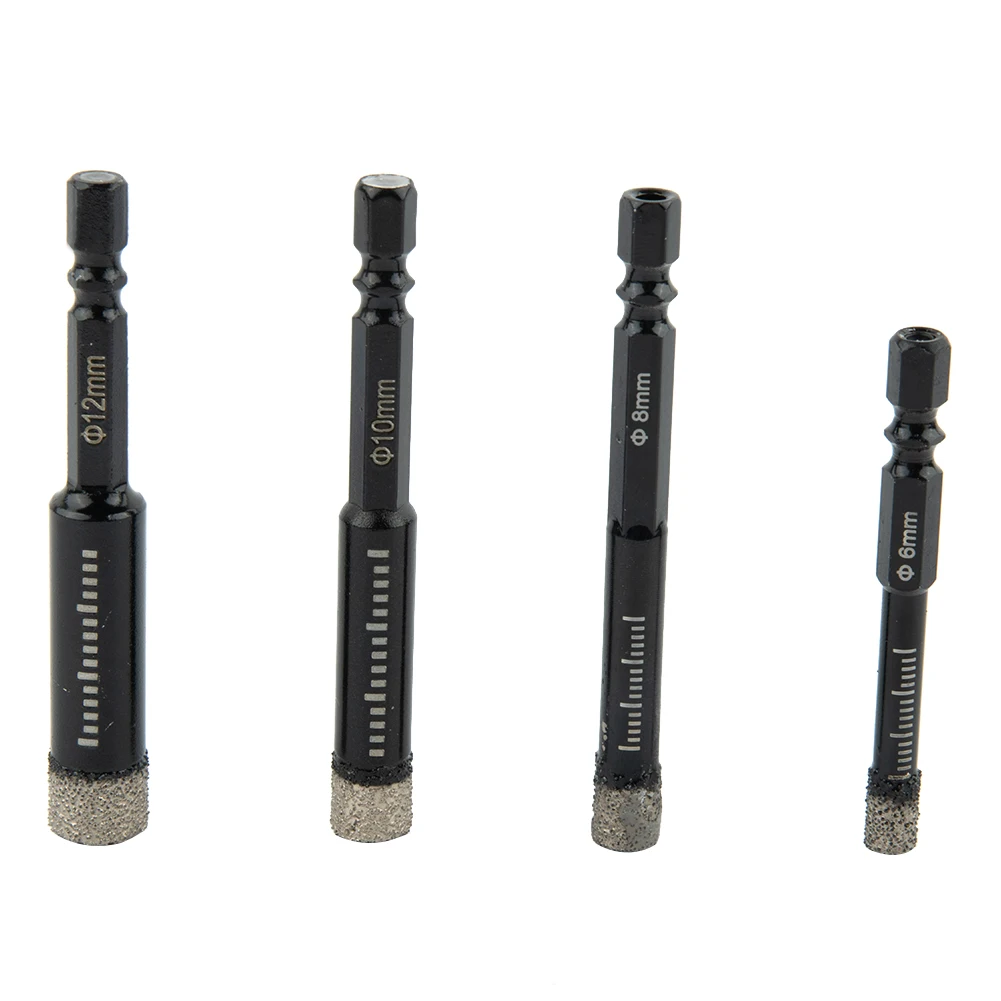 

4pcs 6/8/10/12mm Diamond Drill Bits Set Multi-purpose Drilling Cutting Power Tool Accessories For Marble Masonry Concrete Tile