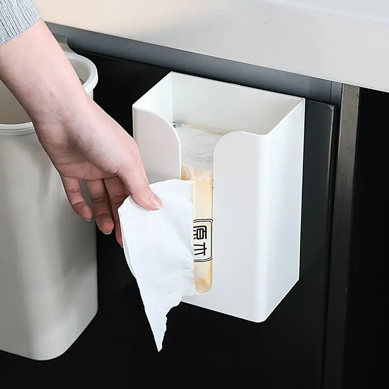 

Punching-free wall-mounted tissue box storage box multifunctional kitchen bathroom living room bedroom wall-mounted paper box