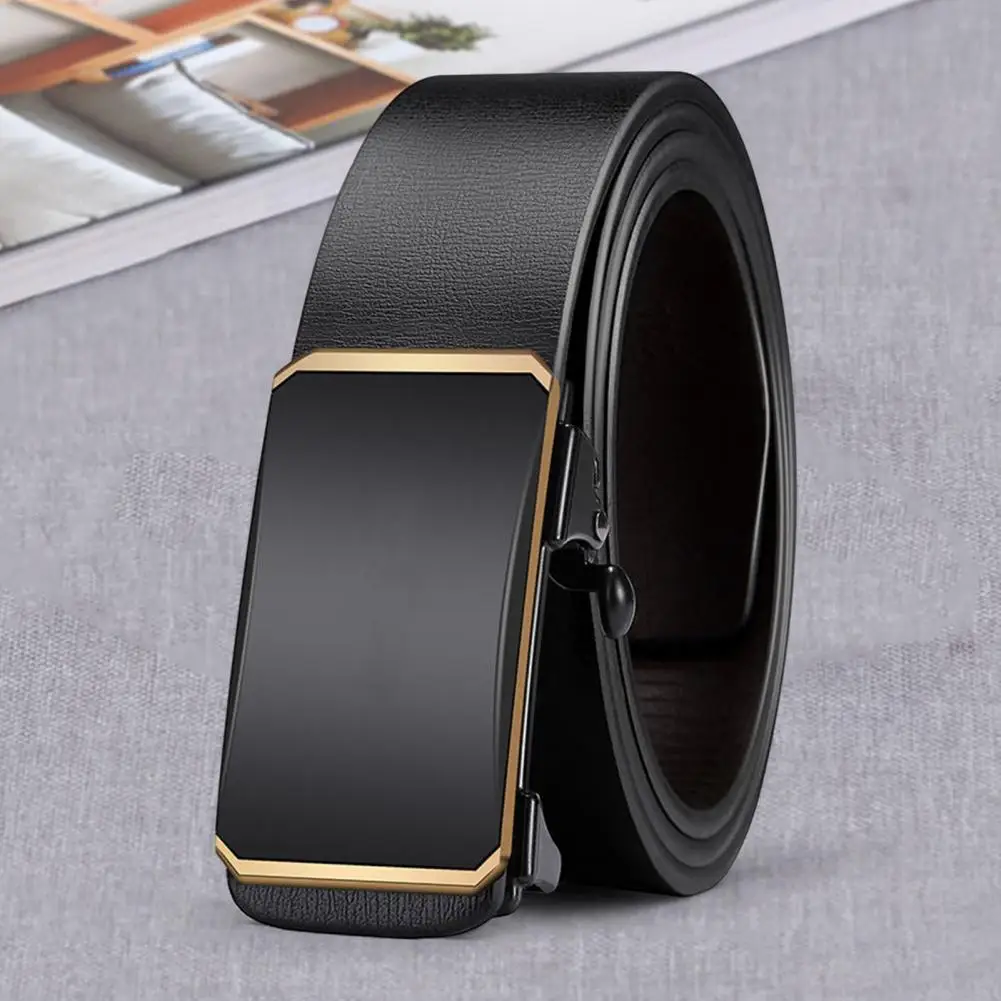

Stylish Men Business Belt Long-lasting Men Belt Automatic Buckle Strong And Sturdy Waistband Match Clothing