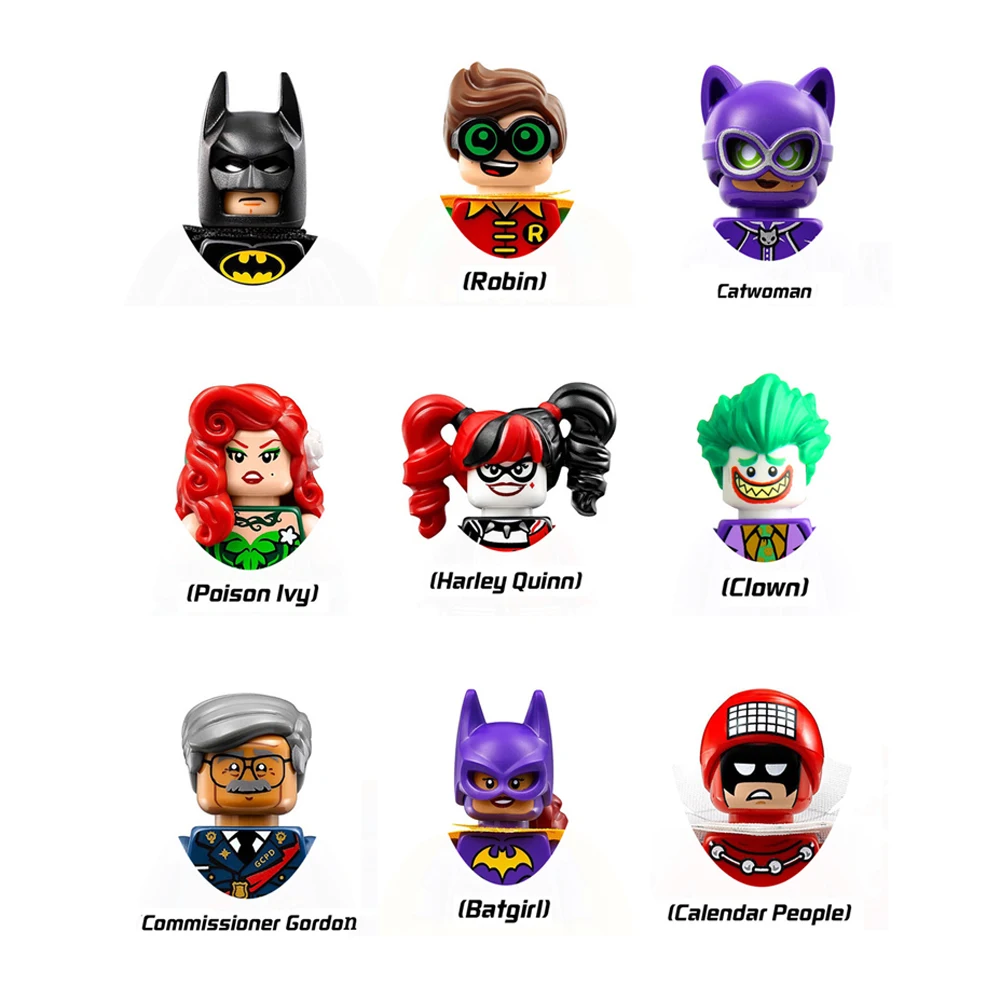 Batman Building Blocks Red Hood Harley Quinn Joker Bricks Man-Bat Toys Catwoman Assemble Action Figures Doll Kids Christmas Gift