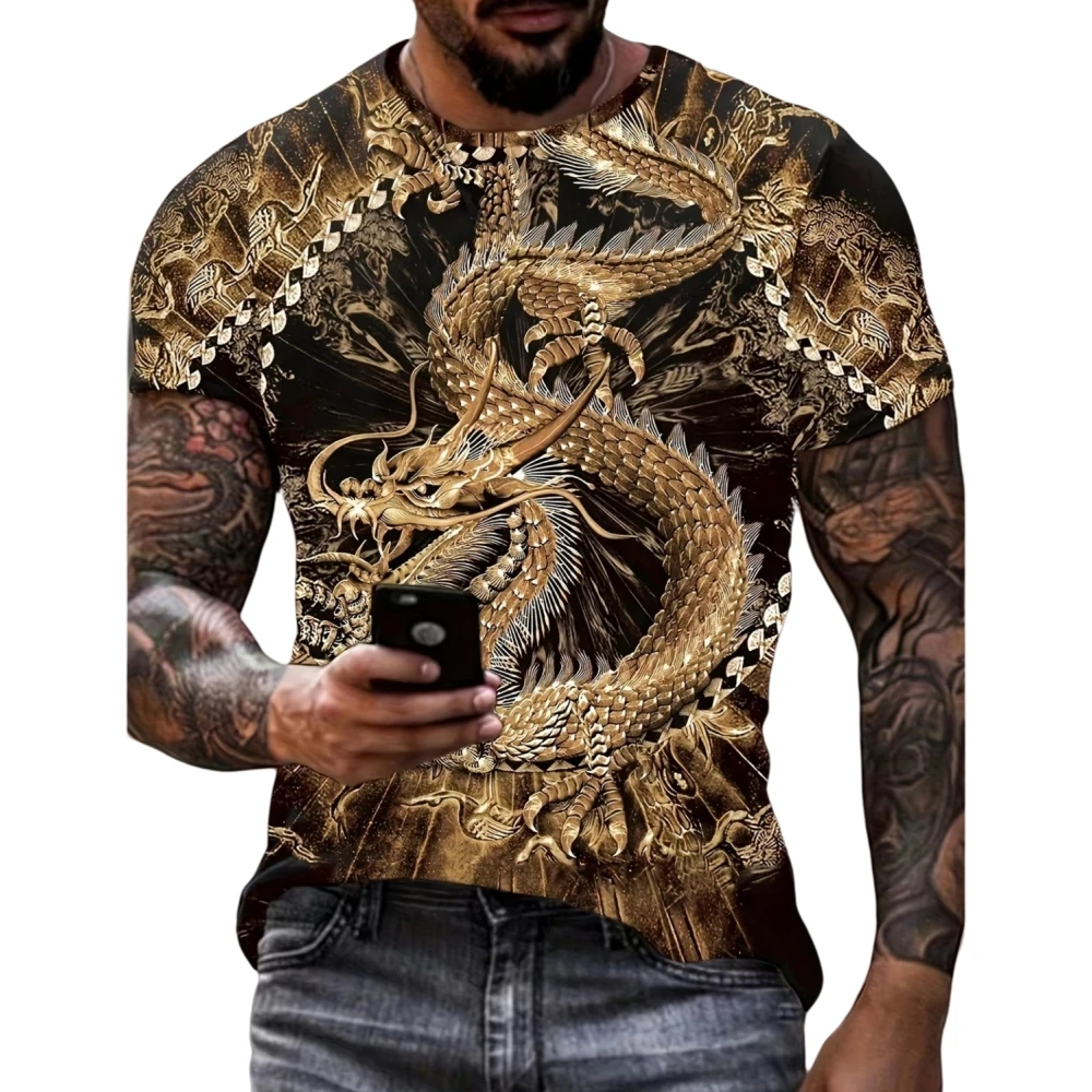 Мужская футболка с принтом дракона