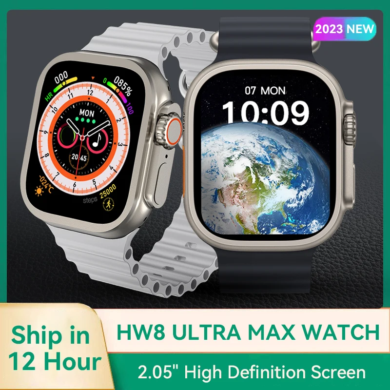 

2023 HW8 Ultra Max SmartWatch 49mm with real screws and Safety Button NFC body temperature Waterproof Women Smart Watch PK HK8