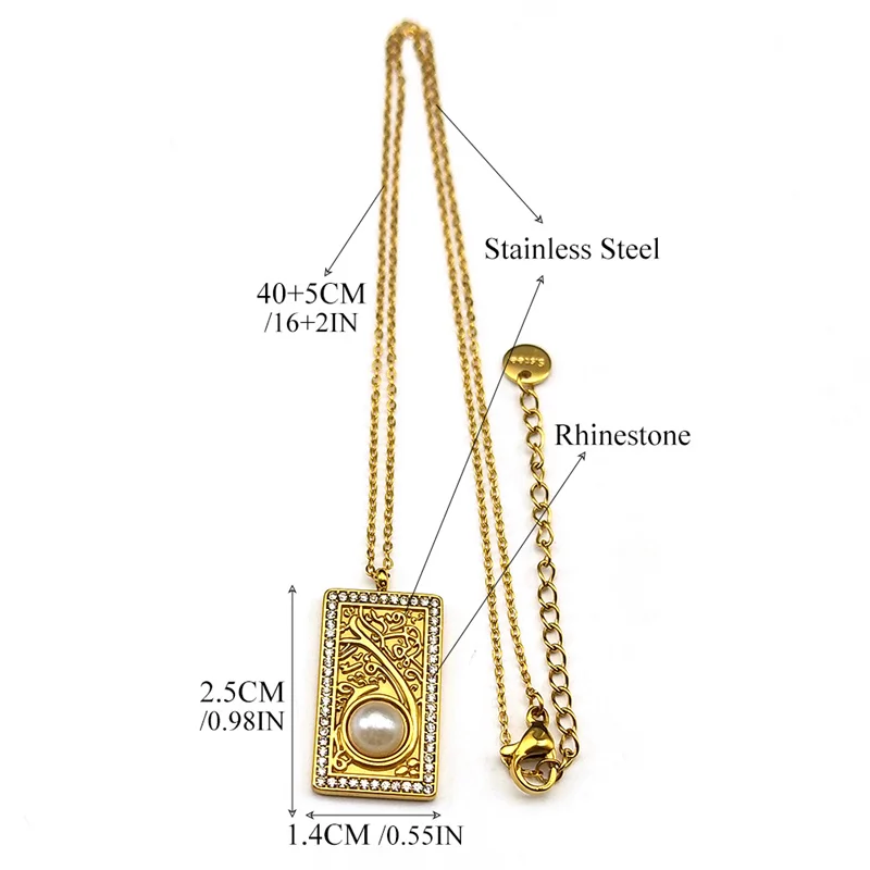 Классическое ожерелье с квадратной медалью для женщин и мужчин из нержавеющей