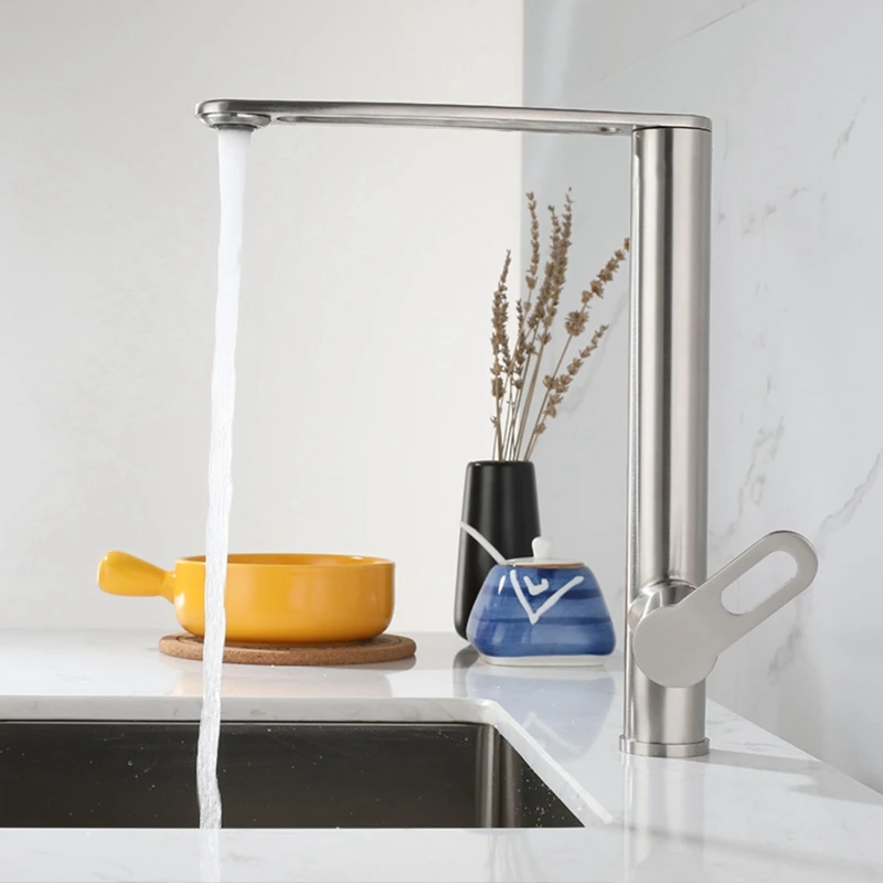 Акция! Смеситель из нержавеющей стали с одной ручкой вращающийся на 360 ° |