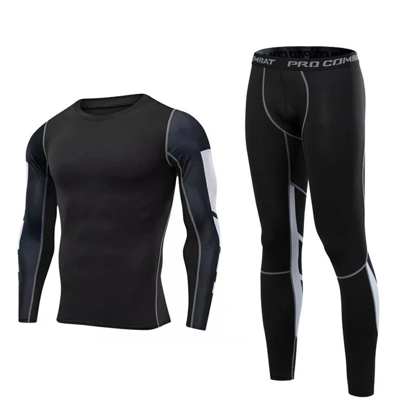 

Men's Suit Long Sleeve Trousers Fitness Sports Training Clothes Tight Polyester Milk Silk Running Johns Underwear Pants Stretch