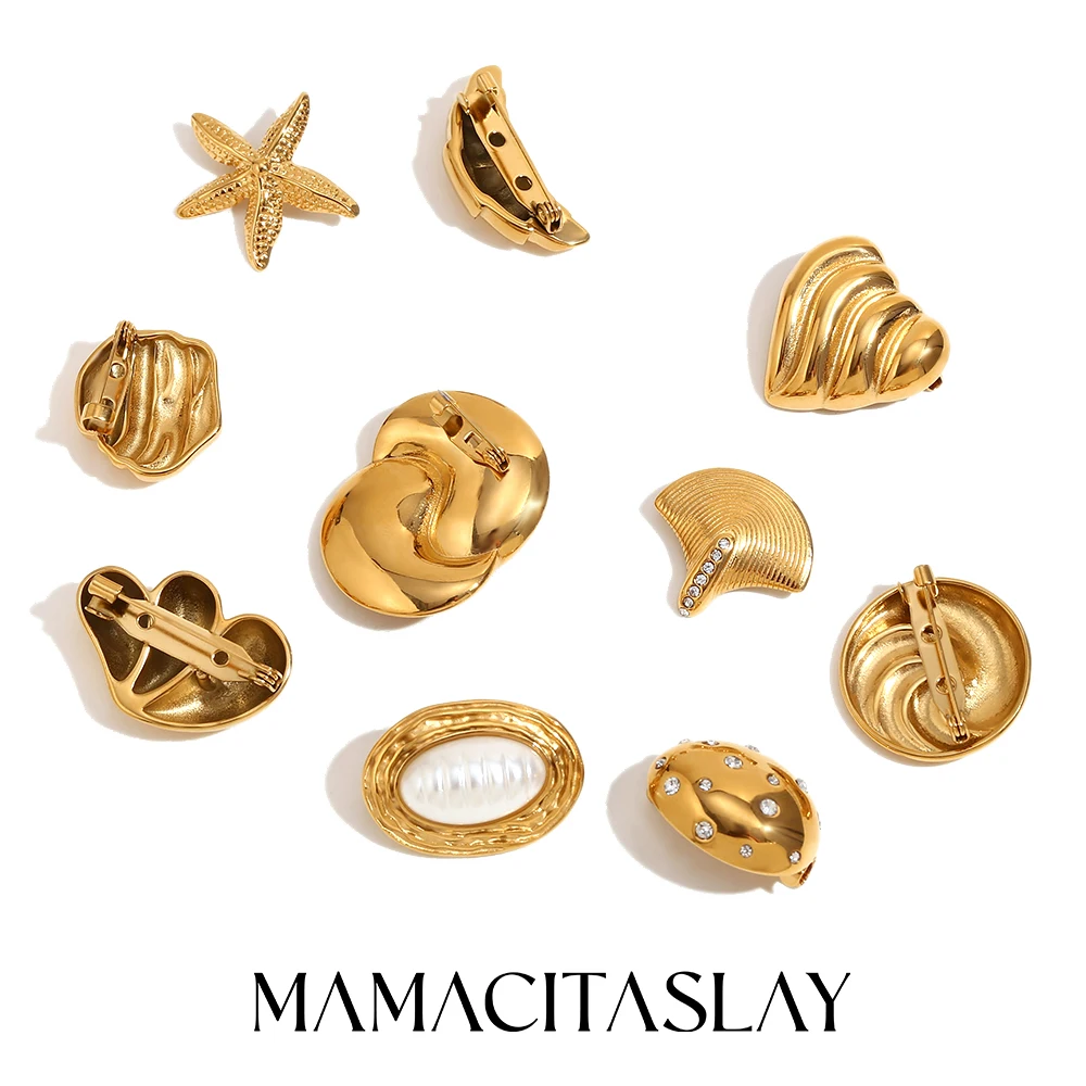 MamacitaSlay стильная морская звезда сердце луна рыбий хвост женская брошь булавки для