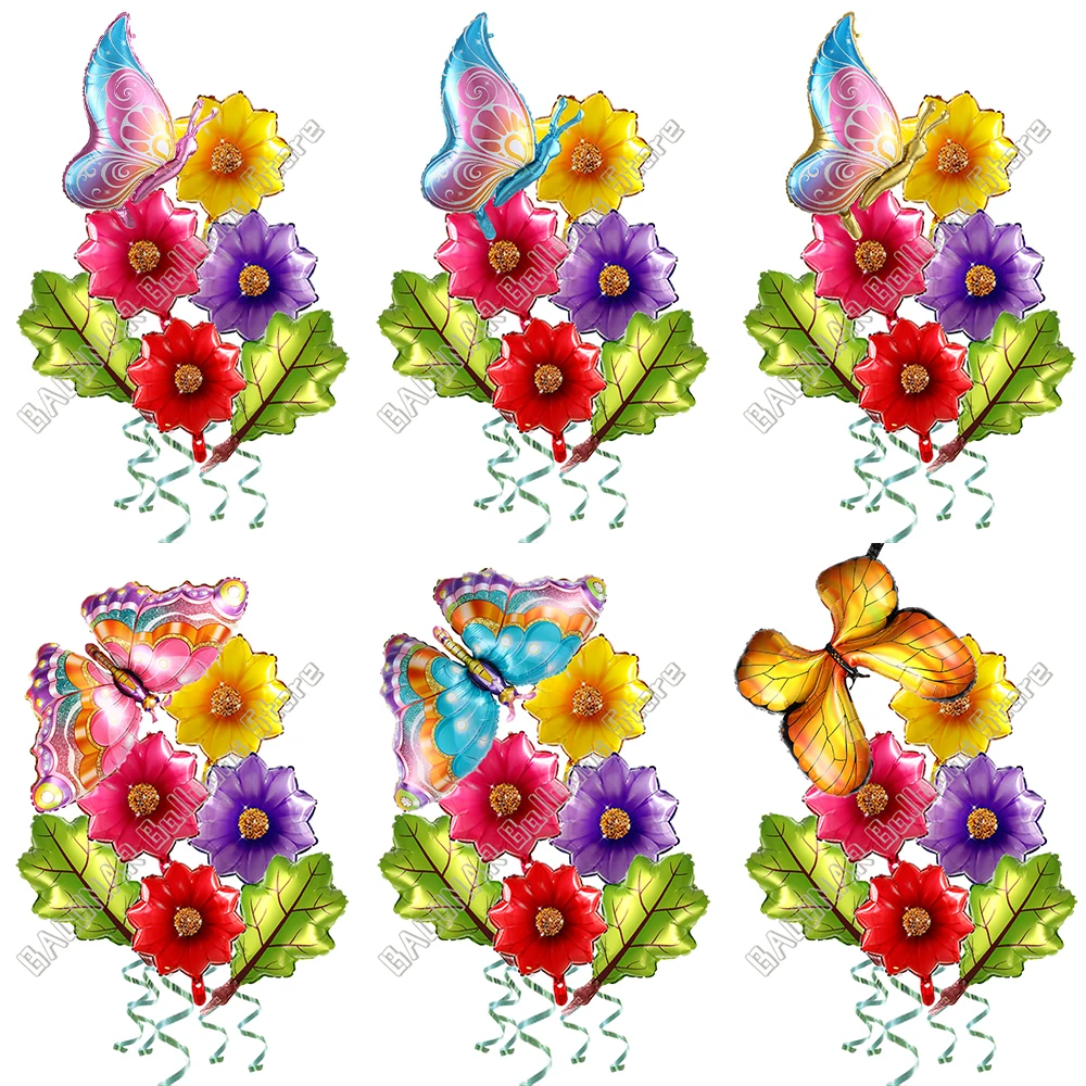 

7pcs 4D Insect Cartoon Butterfly Flower Aluminum Foil Balloon Kid Toy Photo Prop Baby Shower Birthday Party Globos Wedding Decor