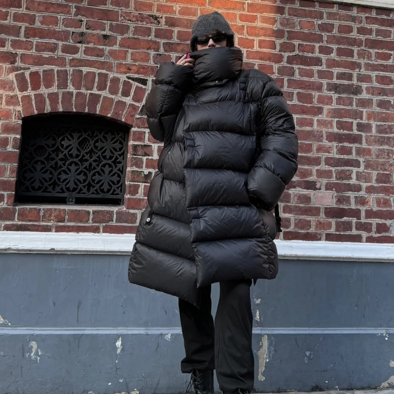 

Зимняя куртка с большим воротником и завязкой на пуговицах, Мужская черная пуховая куртка Ro Owens, женская зимняя куртка, высокое качество