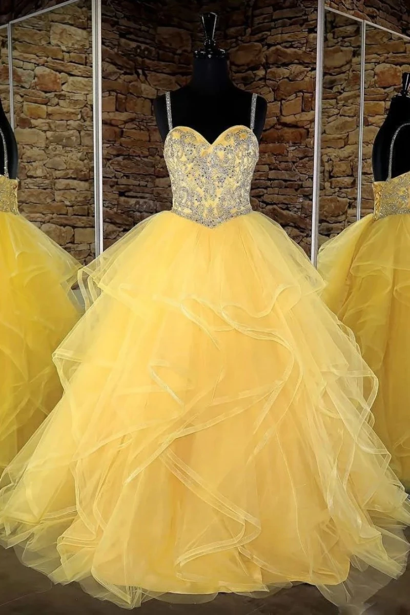 

Ashely Alsa Yellow Quinceanera Dresses Sweet 16 Year Girl Prom Party Dress Tiered Skirt Vestido De 15 Anos Dance Dress Pageant