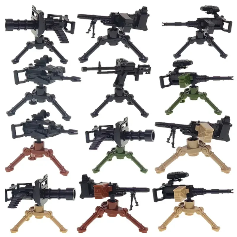 Военный MOC оружие строительный блок тяжелый пулемет Гатлин M19 NSV фигурки
