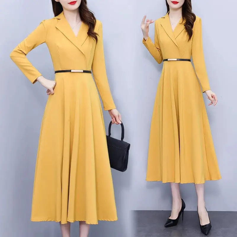Платье в стиле Хепберн с воротником женское осеннее платье новинка 2023
