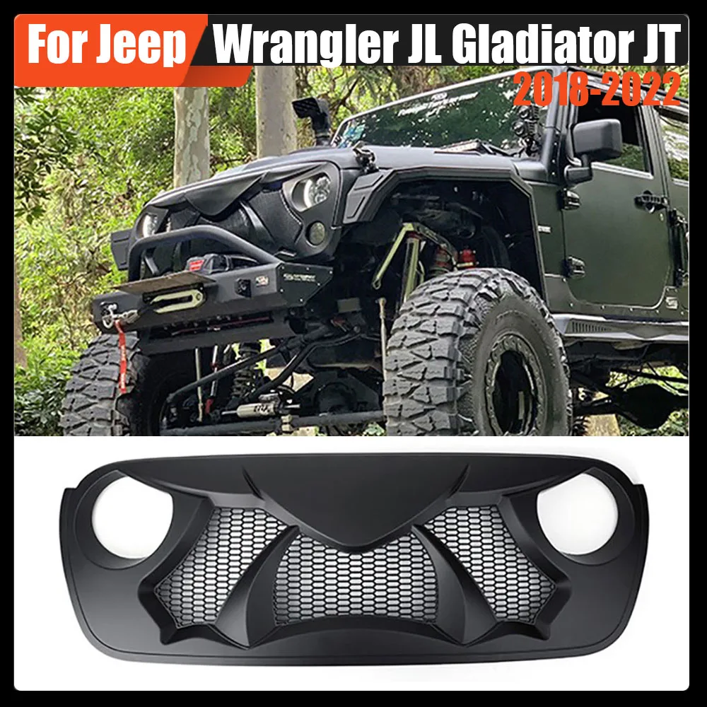 

Fit For Jeep Wrangler JL Gladiator JT 2018-2022 ABS Offroad 4x4 Car Accessories Spedking Front Bumper Mesh Grille Racing Grills