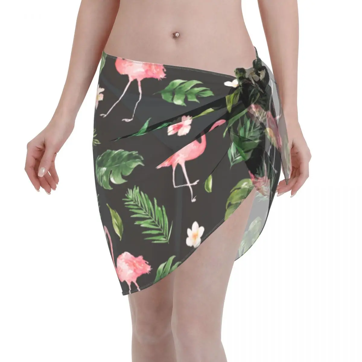 

Sexy Chiffon Swimwear Pareo Scarf Tropical Flamingo Palm Leaves Beach Wrap Sarong Skirt Beach Dress Swimsuit Bikini Cover-Ups