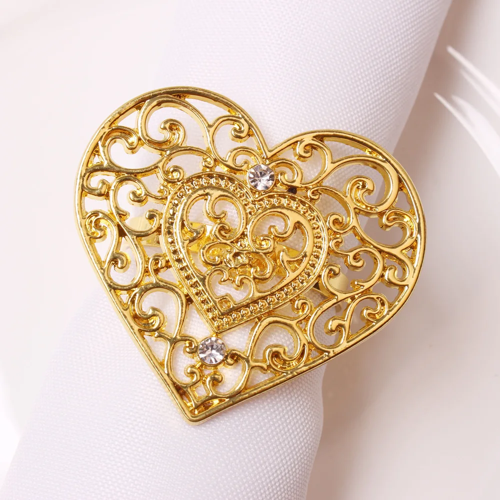 

8PCS/Metal plating love napkin ring Valentine's day table decoration jewelry holiday love shape napkin ring