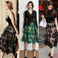 faldas mujer moda 2022 women elegant fashion flower embroidery hollow out lace skirts womens casual sexy skirt party black skirt