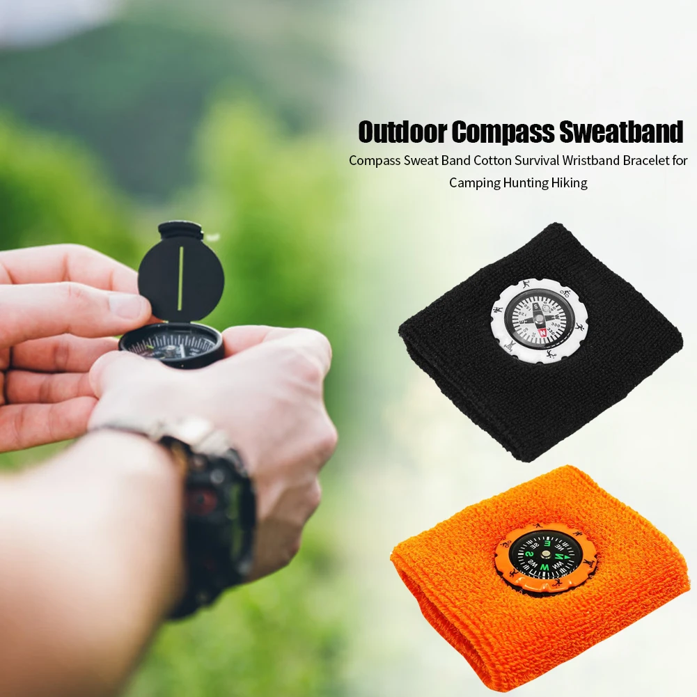 

Хлопковый браслет с компасом для активного отдыха, охоты, туризма, пота, браслет для выживания, прочный спортивный браслет