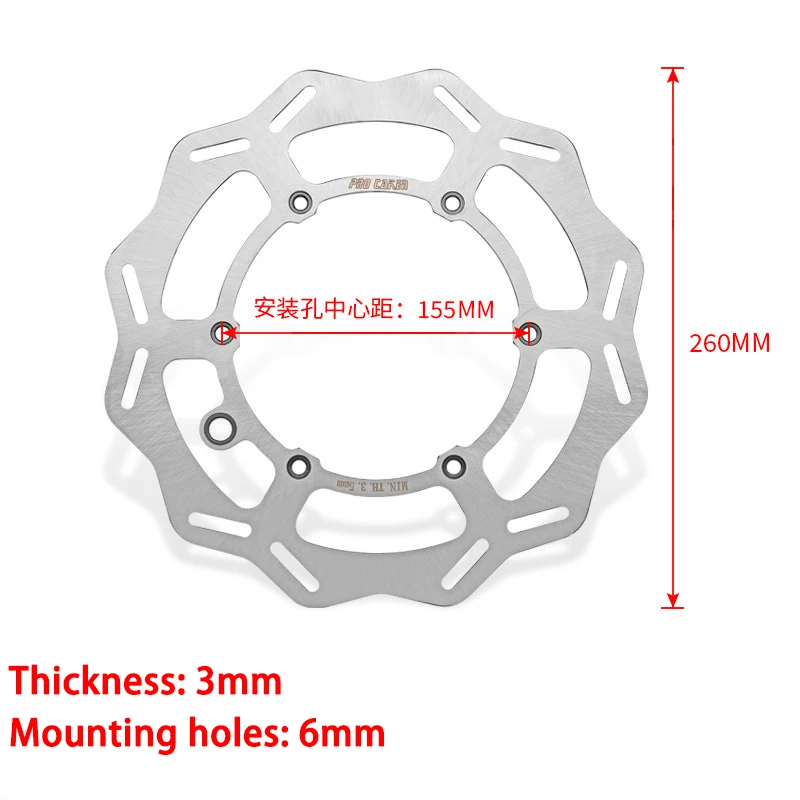 

260mm Front Rear Brake Disc Rotor For Honda CRF250X CRF450X 2004-2021 CRF250R CRF450R 2002-2021 CRF250RX CRF450RX