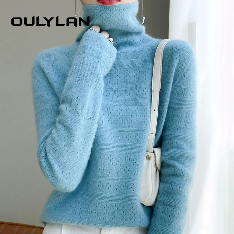 Базовый однотонный эластичный тонкий свитер джемпер элегантный повседневный