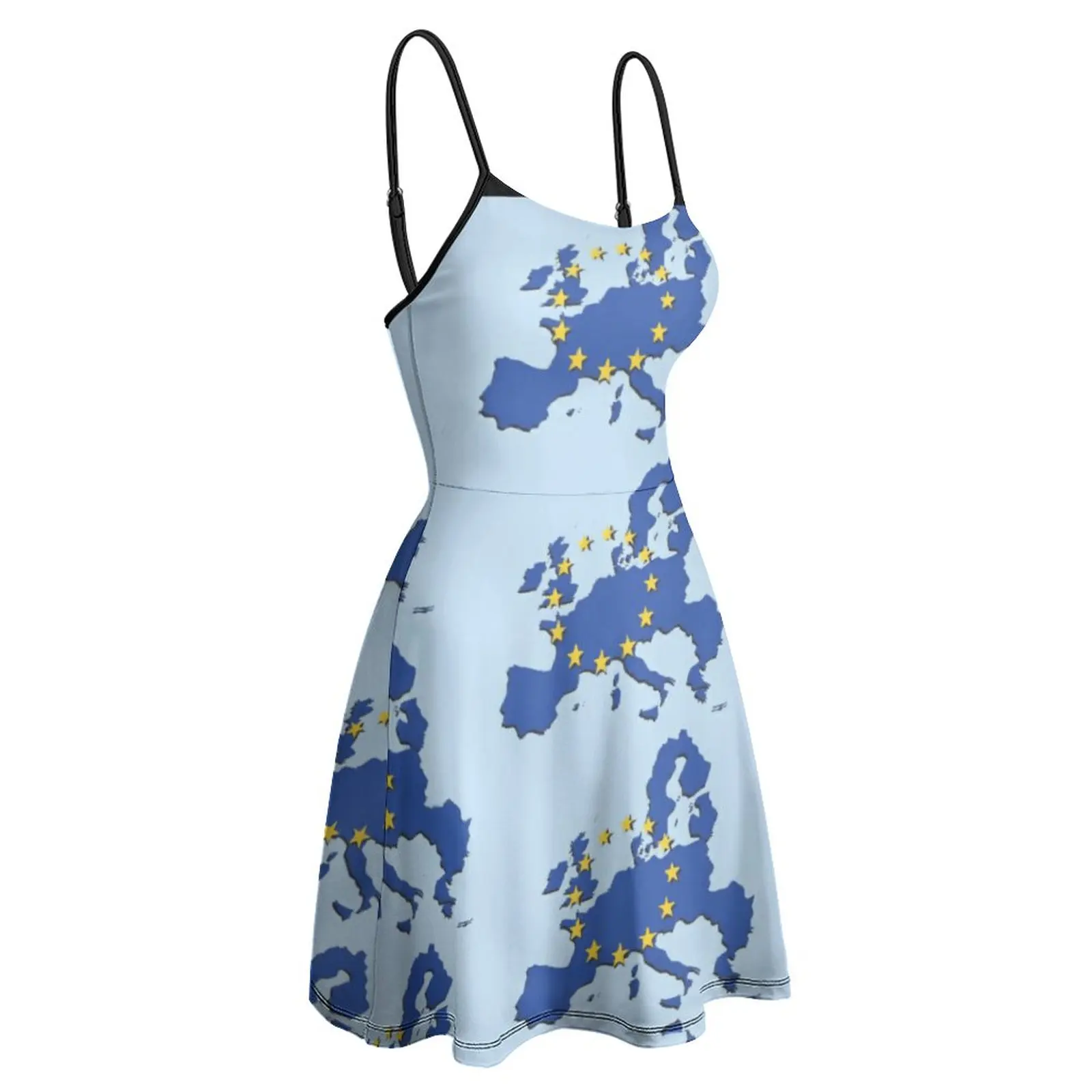 Женское платье на бретельках с Европейским флагом и картой новинка экзотическое