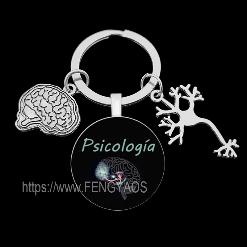 Psychological Keychain for Men Psychology Key Holder for Keys Medical Brain Key Chains House images - 6