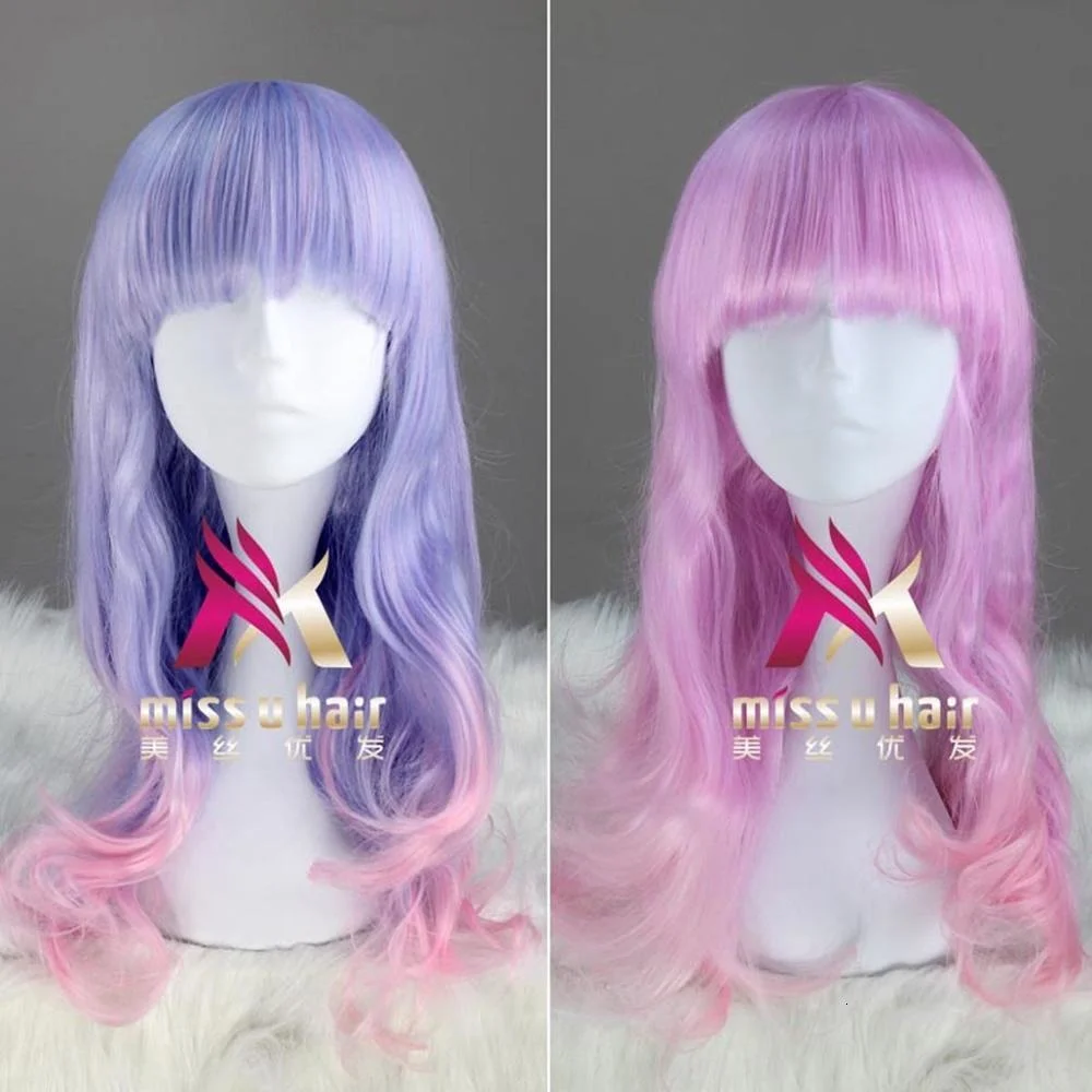 

Long wavy halloween cosplay wigs for adult birthday party fake hair wigs with horn synthetic wigs lolita anime decoration + wig
