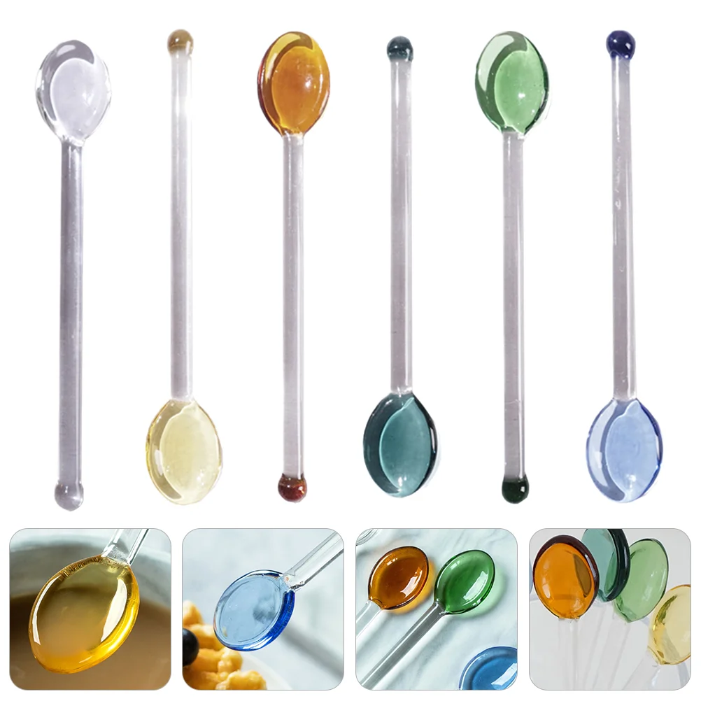 

6 Pcs Mixing Spoons Serving Spoons Coffee Decor Martini Stirrer Espresso Stirrers Dessert Spoon Teaspoon Glass Spoon