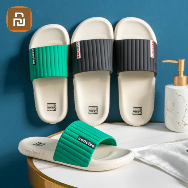 

New Youpin Summer Women Indoor Slippers Floor Flat Shoes Men Ladies Sliper Platform Sandals Bathroom Non-slip Couple Home Slides
