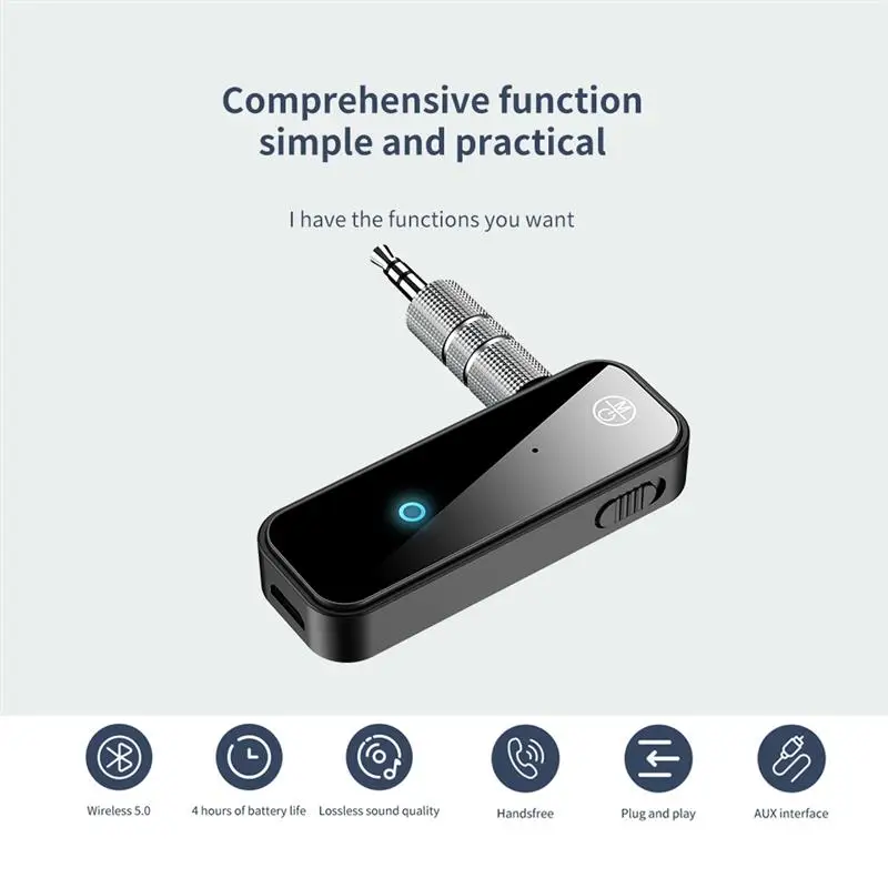 

2 in 1 Wireless Bluetooth 5.0 Receiver Transmitter Adapter Car Audio Aux 3.5mm Jack For Music Headphone Reciever Handsfree