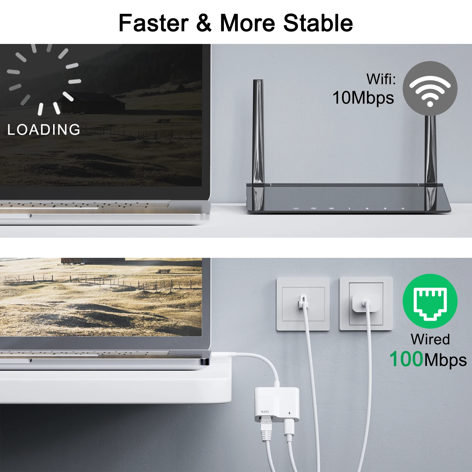 Фото Адаптер USB C к Ethernet RJ45 с зарядным устройством PD 60 Вт, Gigabit LAN Сетевой хаб для MacBook Pro/Air iPad Pro/Air Samsung и т. д. №2