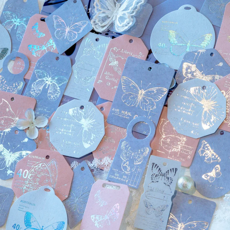 

30pcs Butterfly Card Material Package Vintage Exquisite Gilding Memo Background Junk Journal Album Scrapbooking Material Paper