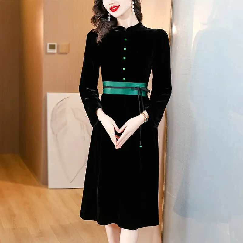 Высококачественное возрастное платье для мамы среднего возраста осень/зима