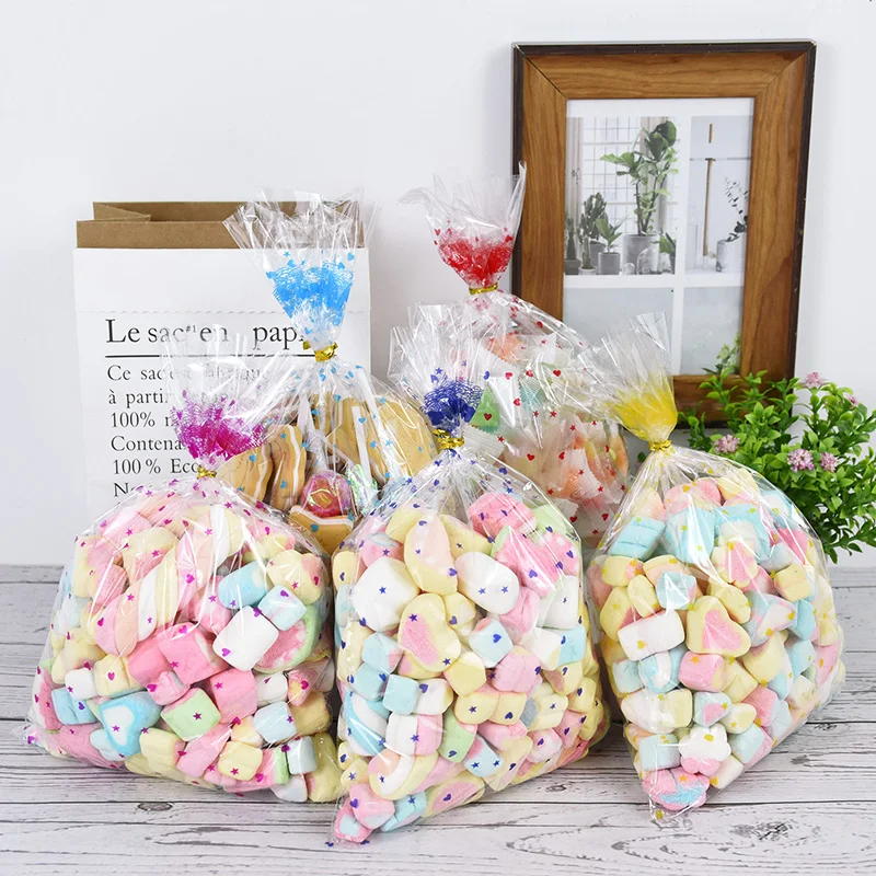 

50pc Love Heart Plastic Transparent Candy Gift Bag Valentine Wedding Cellophane Cookie Biscuit Snack Baking Package Party Supply