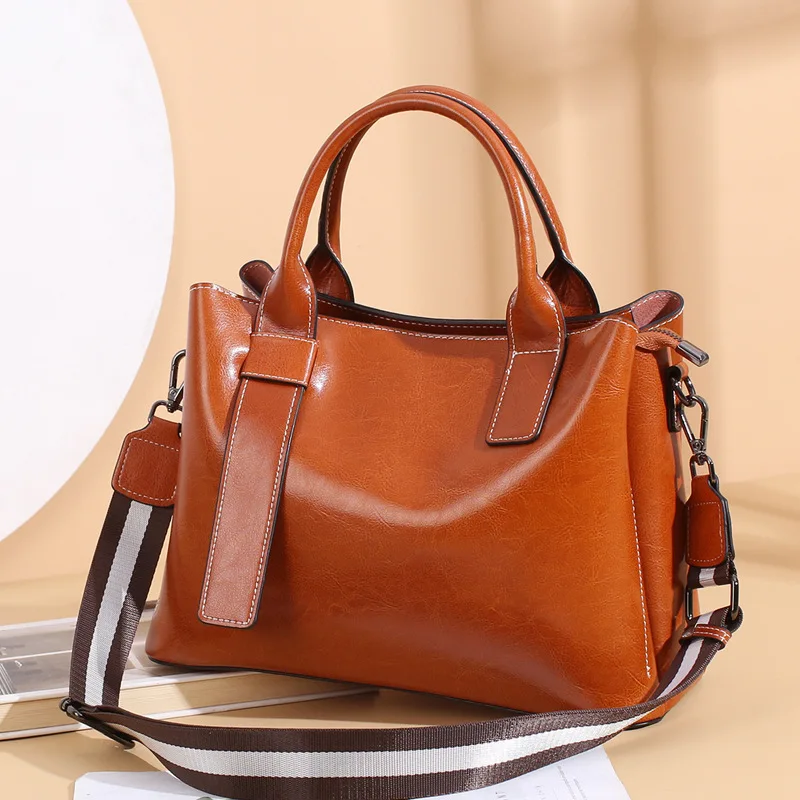 

2023 New Fashion High Capacity Genuine Leather Women's Bag High Quality Leather Tote One Shoulder Crossbody Handbag