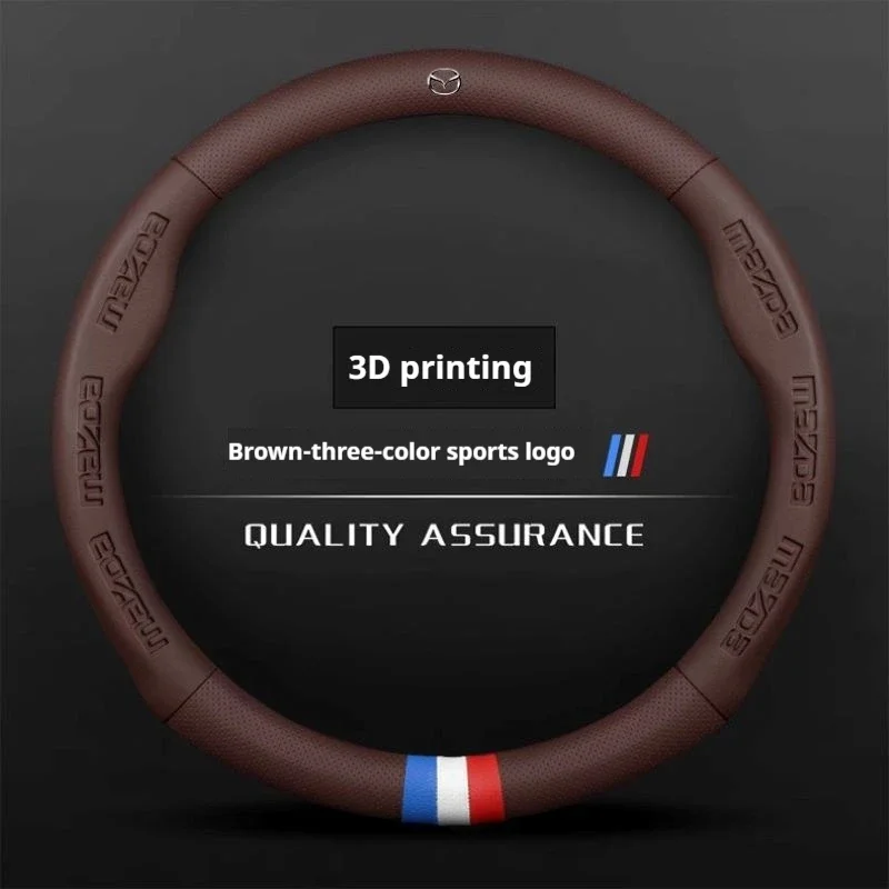 

Кожаный чехол на руль автомобиля с 3D тиснением для Mazda 3 5 6 SKYACTIV Axela Atenza CX30 CX5 CX8 CX9 MX5 RX8 RX7 BT50, аксессуары