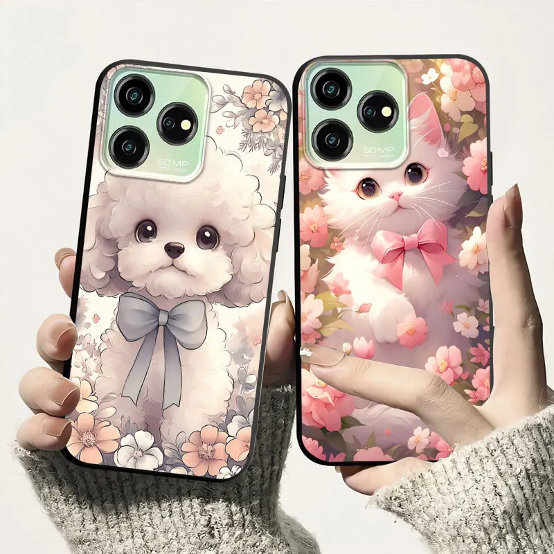 Фото Модный чехол для ZTE A75 4G A73 4G 5G, мягкий силиконовый чехол для ZTE Blade A 75, противоударный чехол из ТПУ для телефона, бампер с цветком и котом №4