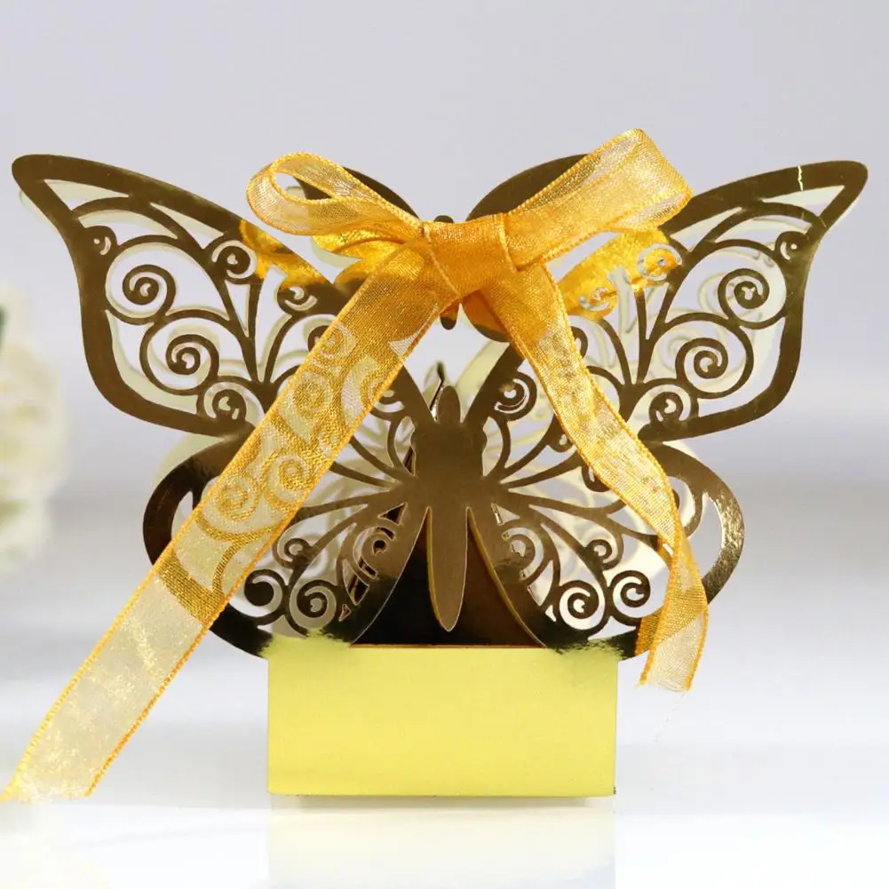 

10Pcs Gift Packing Box Hollow-out Design Nice-looking Bright-colored 3D Butterfly DIY Candy Storage Case for Wedding