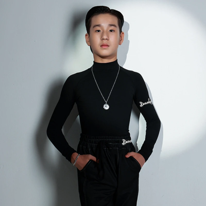 Платье для латиноамериканских танцев с длинным рукавом и высоким воротом